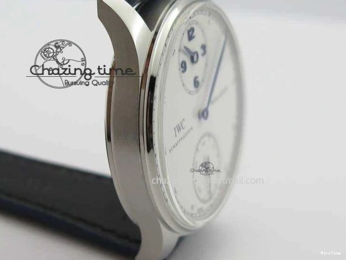 MIROTIME 0113 Portuguese IW5444 SS White Dial Blue Numbers On Blue Leather Strap A Modern 7258